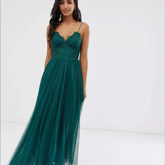 ASOS | Dresses | Asos Design Premium Lace Top Tulle Maxi Dress | Poshmark